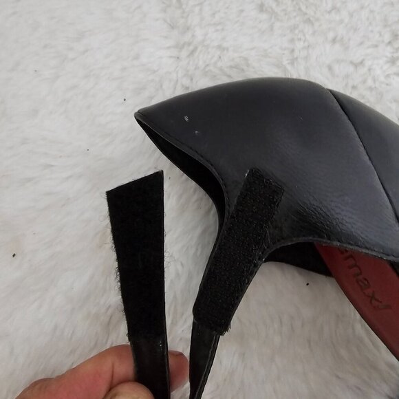 To The Max Black Peep Toe Pinup Punk Retro Ankle Strap Heels Size 6 - Picture 11 of 16